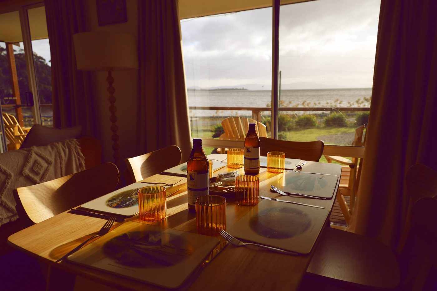 Dining with bay view at golden hour