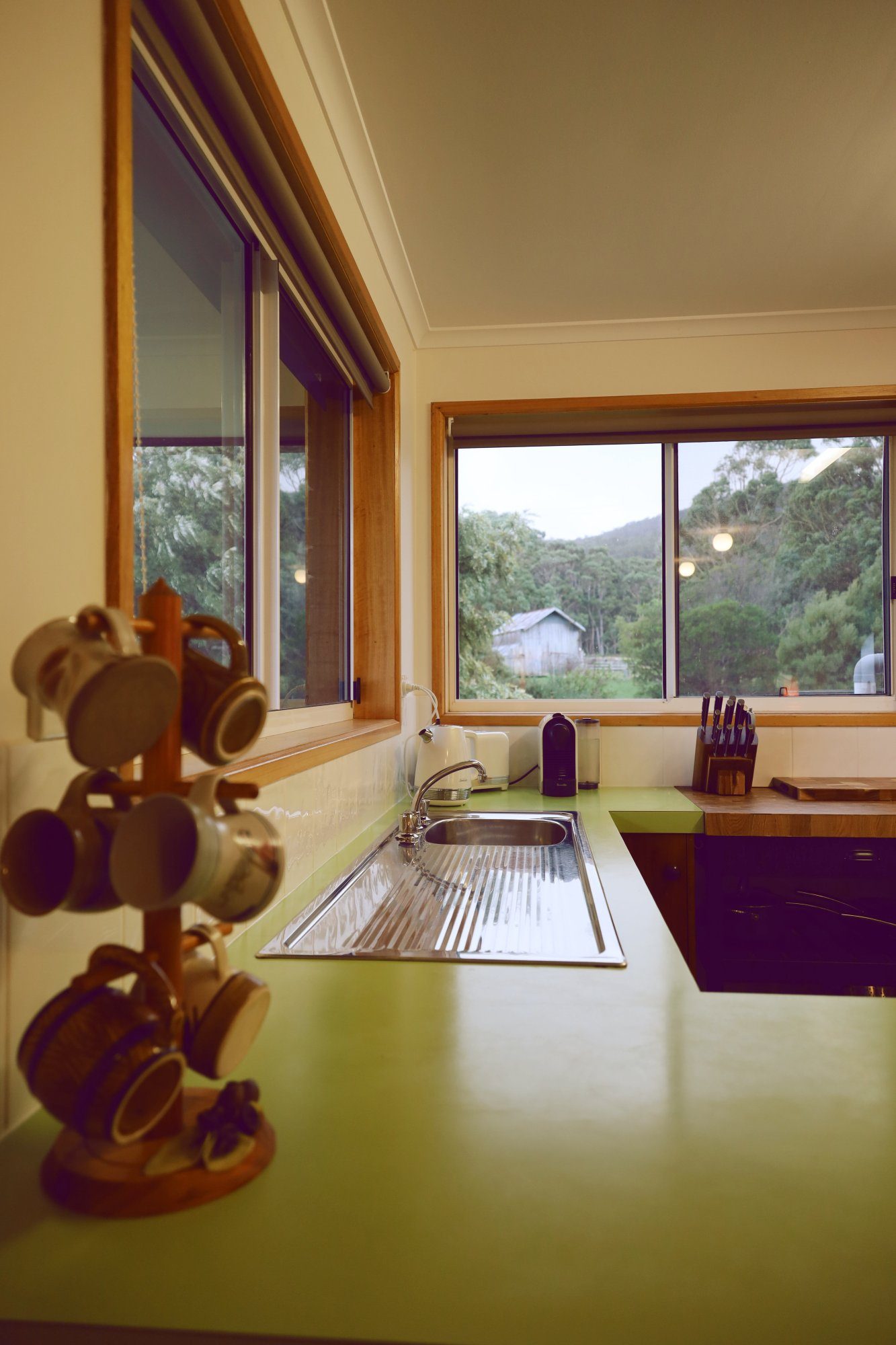 Log burner and armchairs