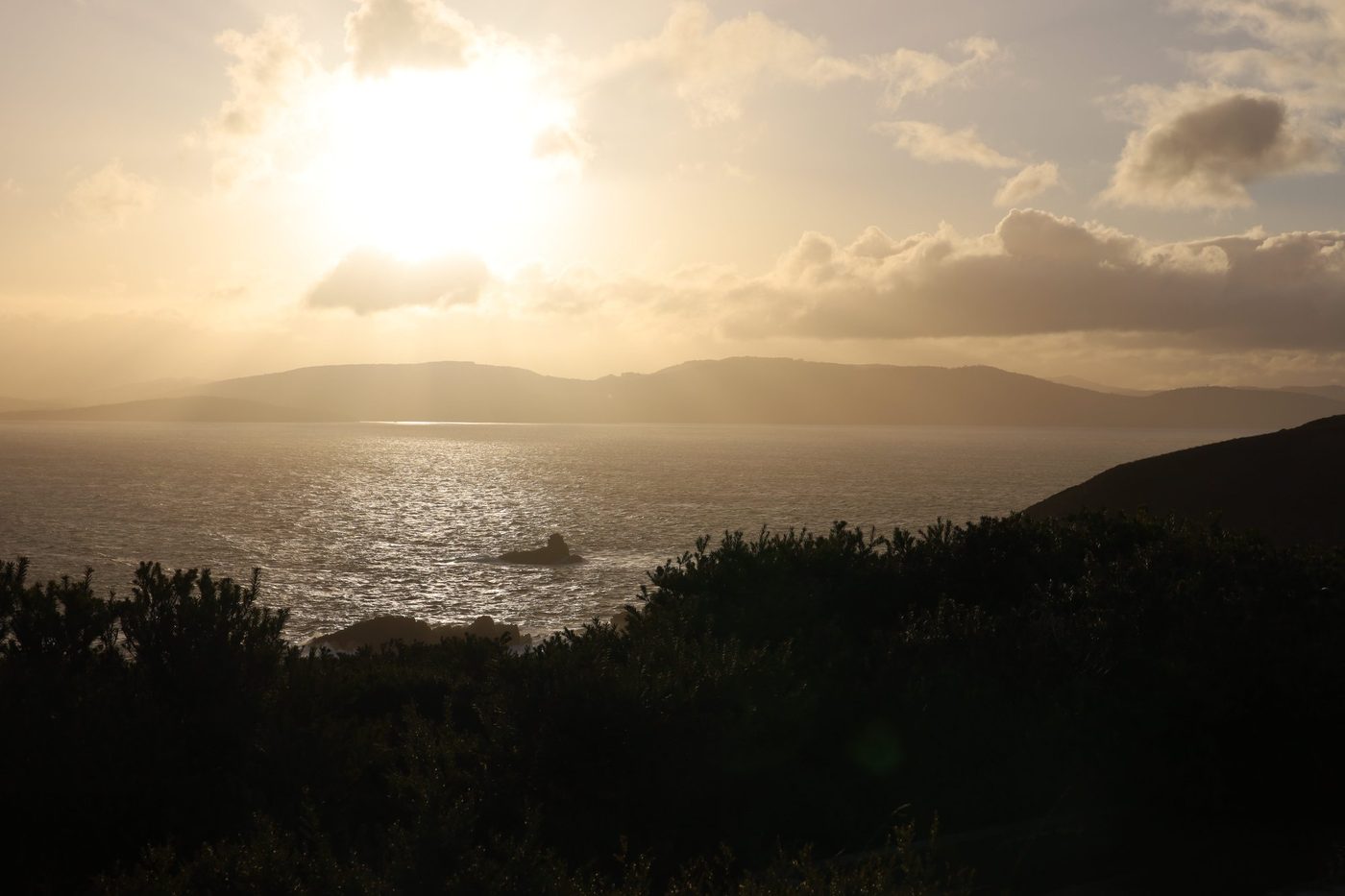 Cape Bruny coastline at sunset